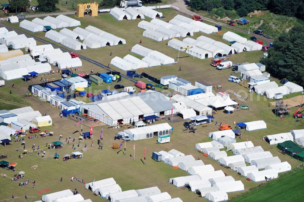 Aerial image Garlstorf - View of the youth fire brigade camp in the district of Harburg in Garlstorf in Lower Saxony. The tent camp was attended by 86 youth fire brigades from the district of Harburg