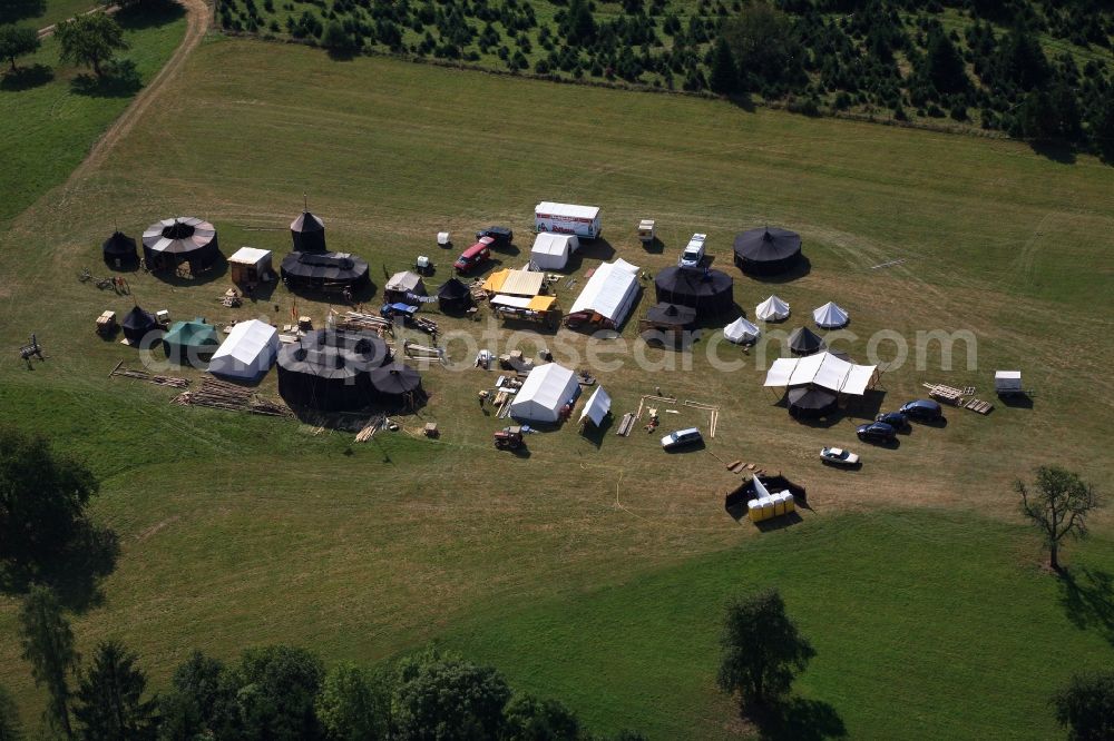 Aerial photograph Wehr - Tent village on the outskirts of Wehr in Baden-Wuerttemberg. A scout group organized a western tend city 