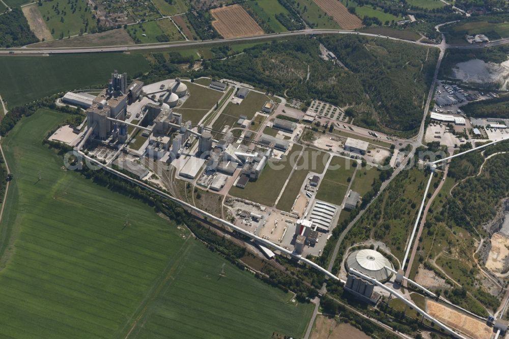 Aerial photograph Bernburg (Saale) - Site and Terrain of overburden surfaces Cement opencast mining Schwenk in Bernburg (Saale) in the state Saxony-Anhalt, Germany