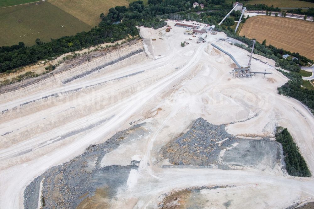 Pagny-sur-Meuse from above - Site and Terrain of overburden surfaces Cement opencast mining Novacarb in Pagny-sur-Meuse in Grand Est, France