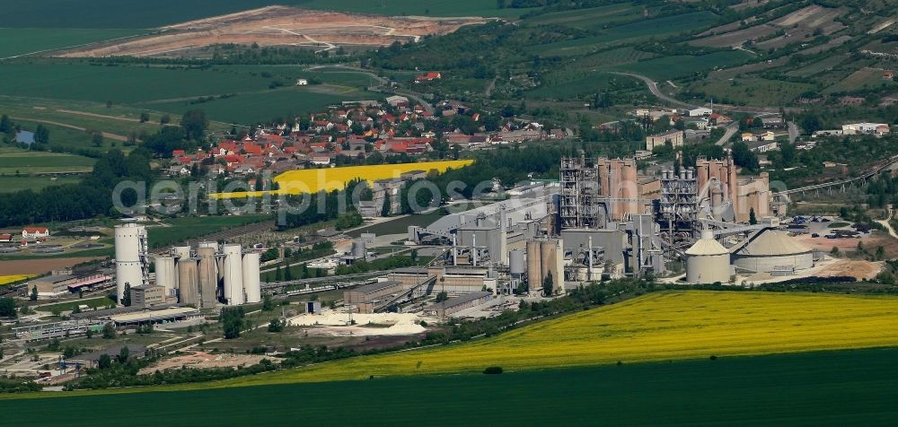 Aerial image Karsdorf - Site and Terrain of overburden surfaces Cement opencast mining of OPTERRA GmbH in Karsdorf in the state Saxony-Anhalt, Germany