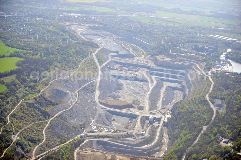 Aerial photograph Rüdersdorf - Site and Terrain of overburden surfaces Cement opencast mining in the district Tasdorf in Ruedersdorf in the state Brandenburg, Germany