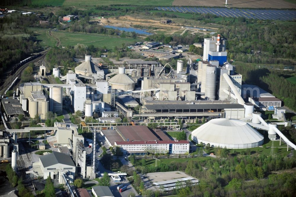 Rüdersdorf from above - Site and Terrain of overburden surfaces Cement opencast mining in the district Tasdorf in Ruedersdorf in the state Brandenburg, Germany