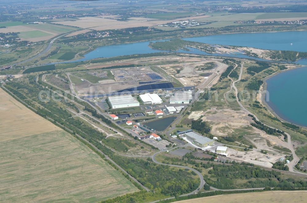 Großpösna from above - Site of heaped landfill Croebern of the Westsaechsische Entsorgungs- und Verwertungsgesellschaft mbH in Grosspoesna in the state Saxony