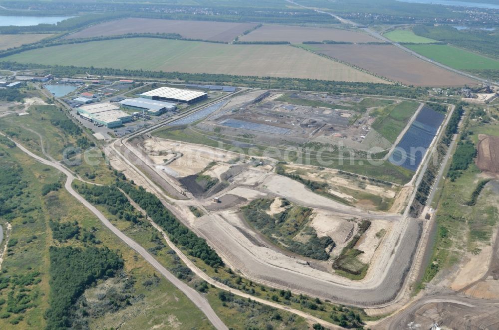 Großpösna from above - Site of heaped landfill Croebern of the Westsaechsische Entsorgungs- und Verwertungsgesellschaft mbH in Grosspoesna in the state Saxony