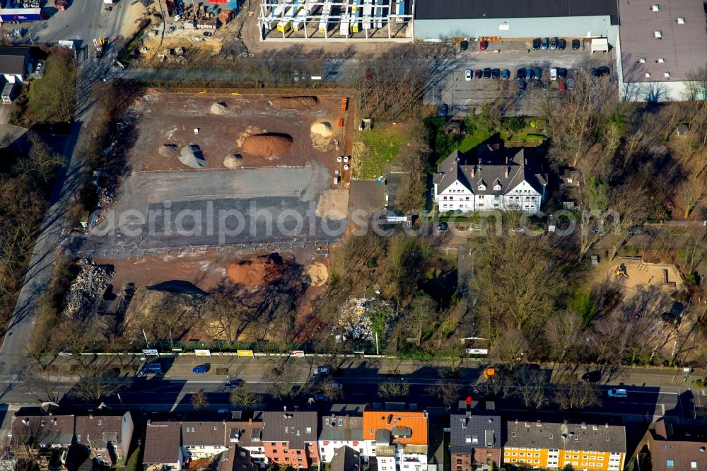 Oberhausen from above - Central warehouse and logistics center of trinkgut Trade Discount GmbH in Duisburg street in Oberhausen in North Rhine-Westphalia