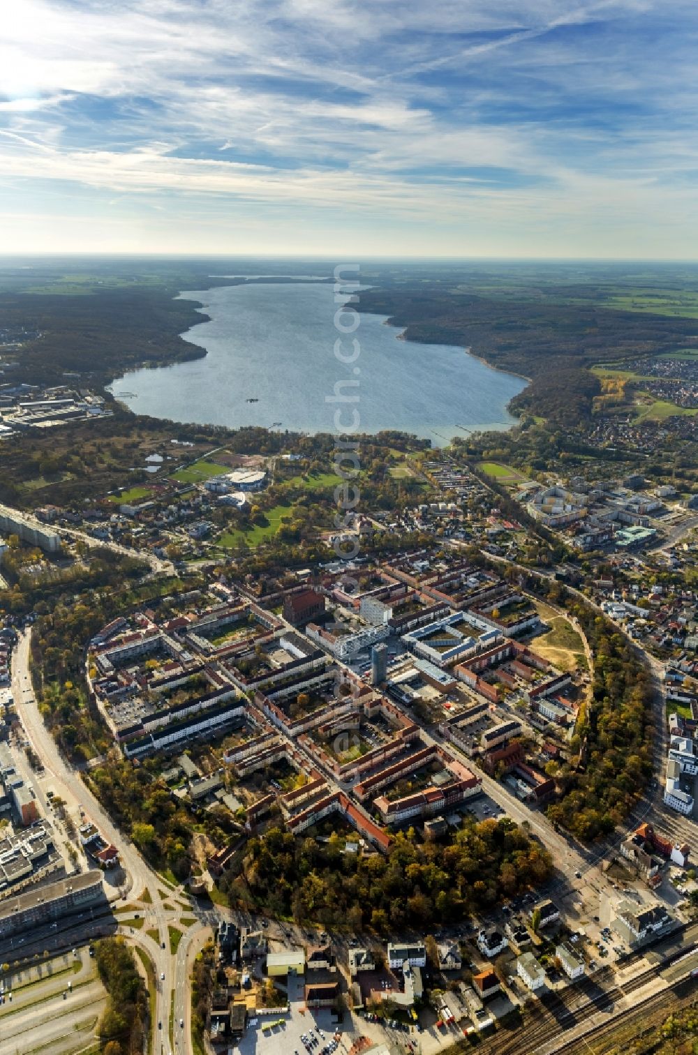 Aerial image Neubrandenburg - Center of the old town of Neubrandenburg in Mecklenburg - Western Pomerania