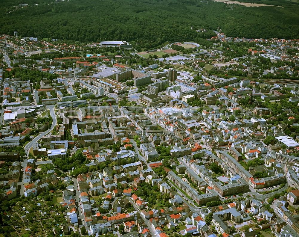 Gera from the bird's eye view: Gera in the east of Thueringen. Figured with the population the third bigest town of the country