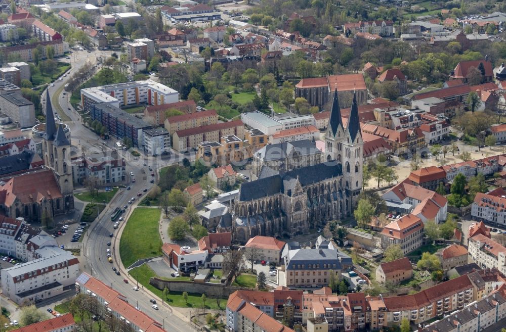 Halberstadt from above - Halberstadt Cathedral in the old city of Halberstadt in the state Saxony-Anhalt