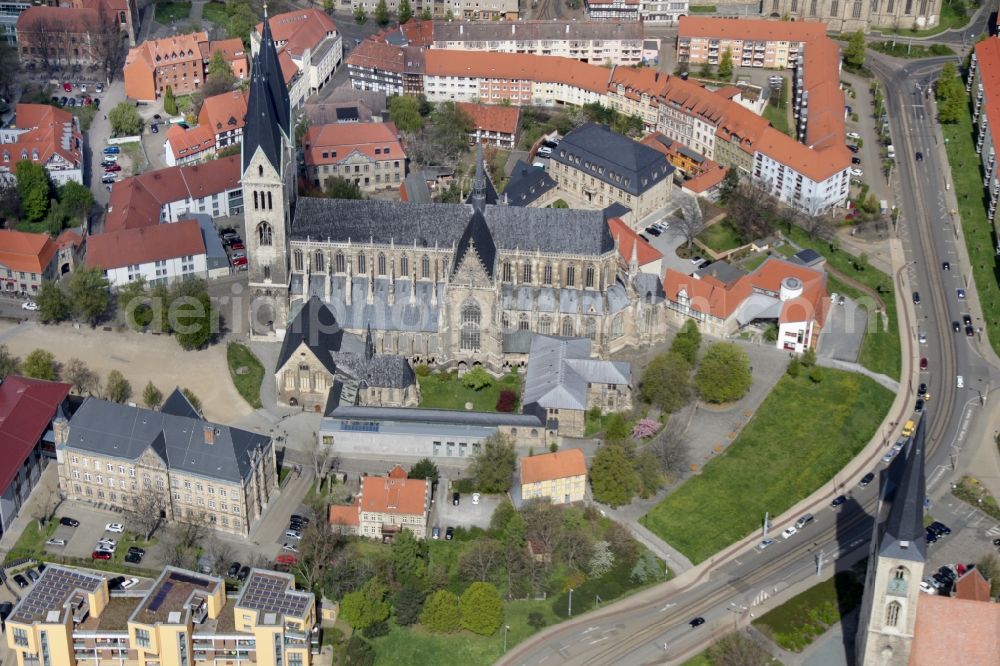 Halberstadt from above - Halberstadt Cathedral in the old city of Halberstadt in the state Saxony-Anhalt