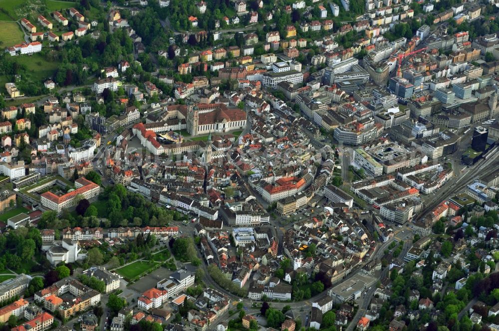 Aerial photograph St. Gallen Sankt Gallen - Center of the city of St. Gallen in Switzerland