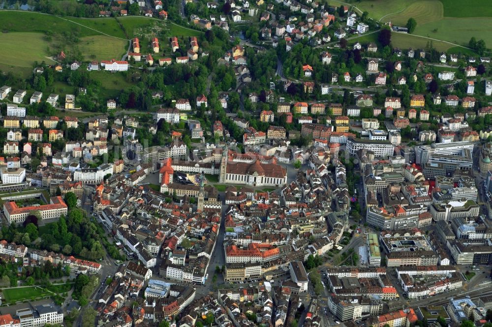 St. Gallen Sankt Gallen from above - Center of the city of St. Gallen in Switzerland