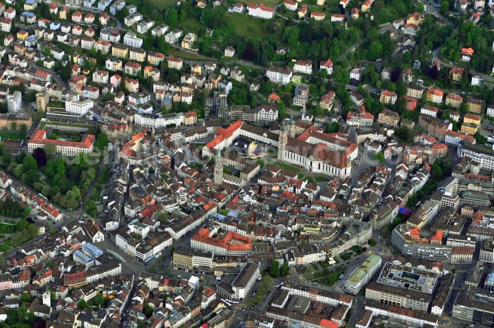 Aerial image St. Gallen Sankt Gallen - Center of the city of St. Gallen in Switzerland