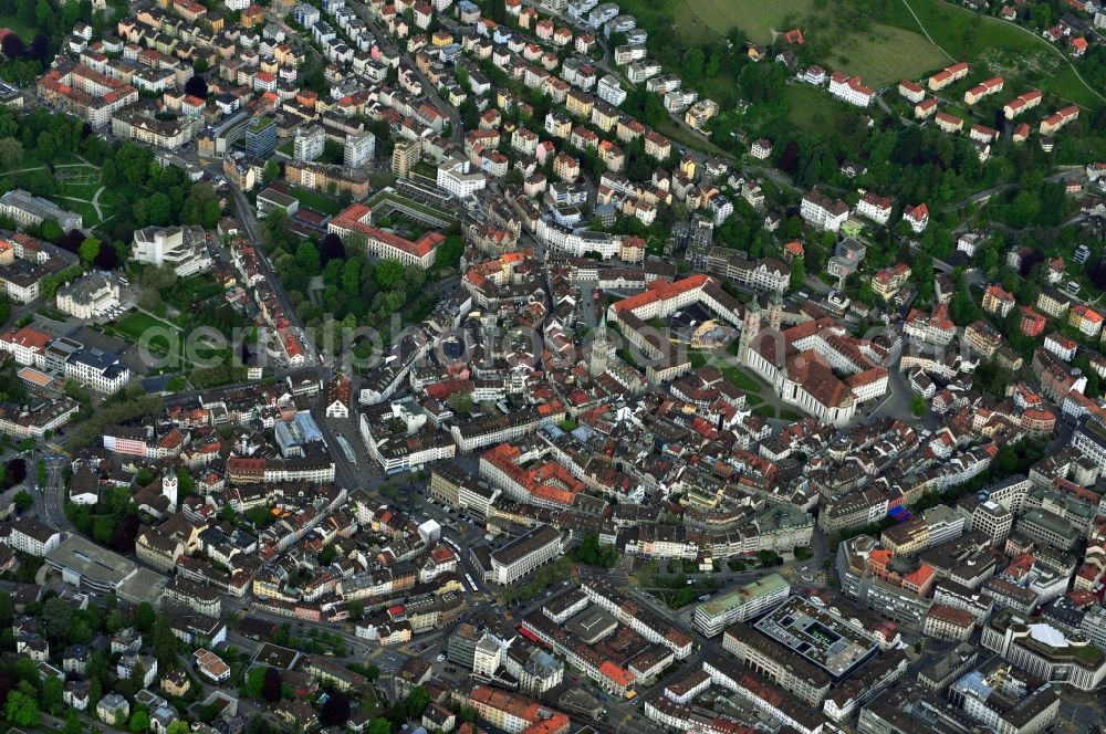 St. Gallen Sankt Gallen from above - Center of the city of St. Gallen in Switzerland