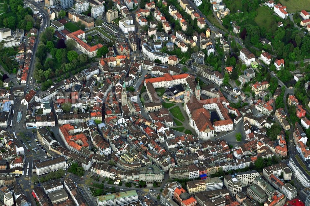 St. Gallen Sankt Gallen from the bird's eye view: Center of the city of St. Gallen in Switzerland