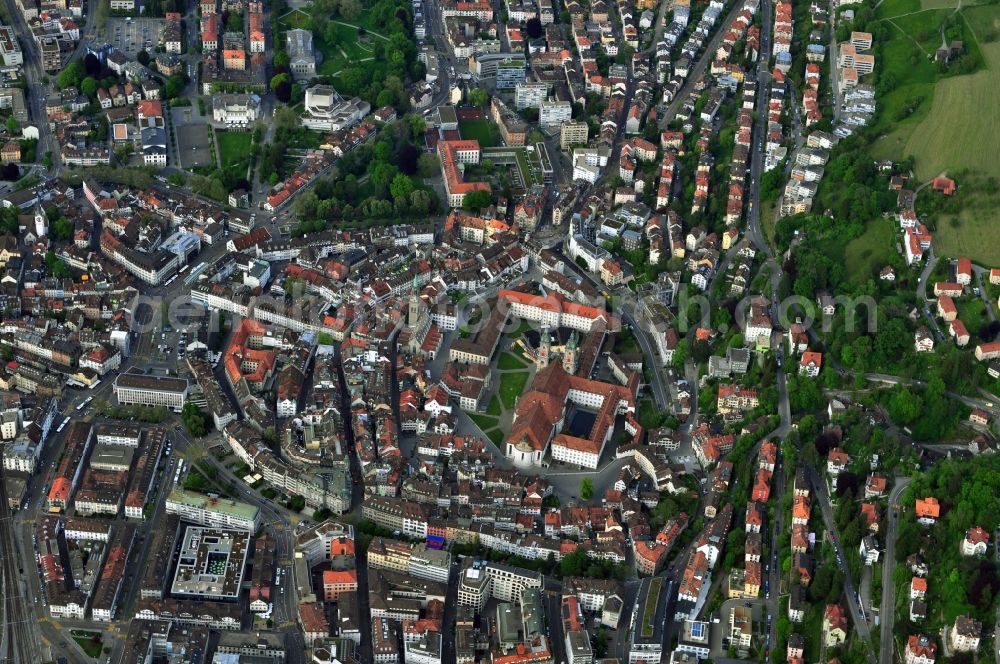 Aerial photograph St. Gallen Sankt Gallen - Center of the city of St. Gallen in Switzerland