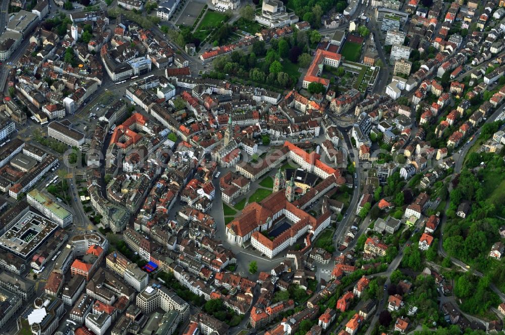 St. Gallen Sankt Gallen from above - Center of the city of St. Gallen in Switzerland