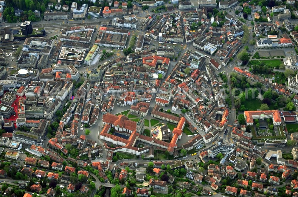 St. Gallen Sankt Gallen from above - Center of the city of St. Gallen in Switzerland