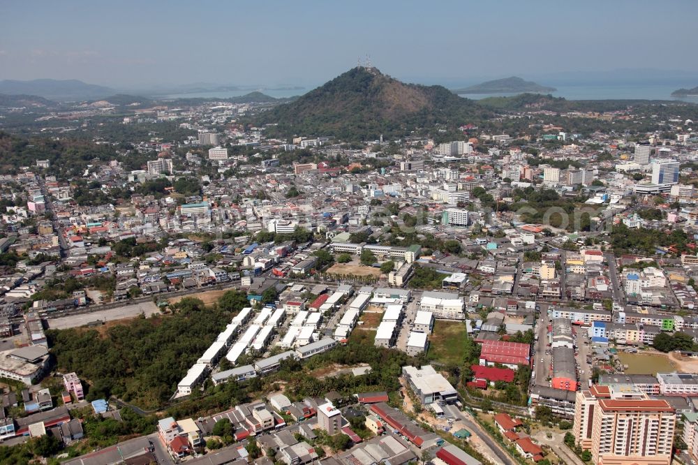 Phuket from above - The center of Phuket on Phuket Island in Thailand. Phuket is the capital of both the Phuket Province, as well as the rural district (Amphoe) Mueang Phuket. The city lies in the southeast of the island