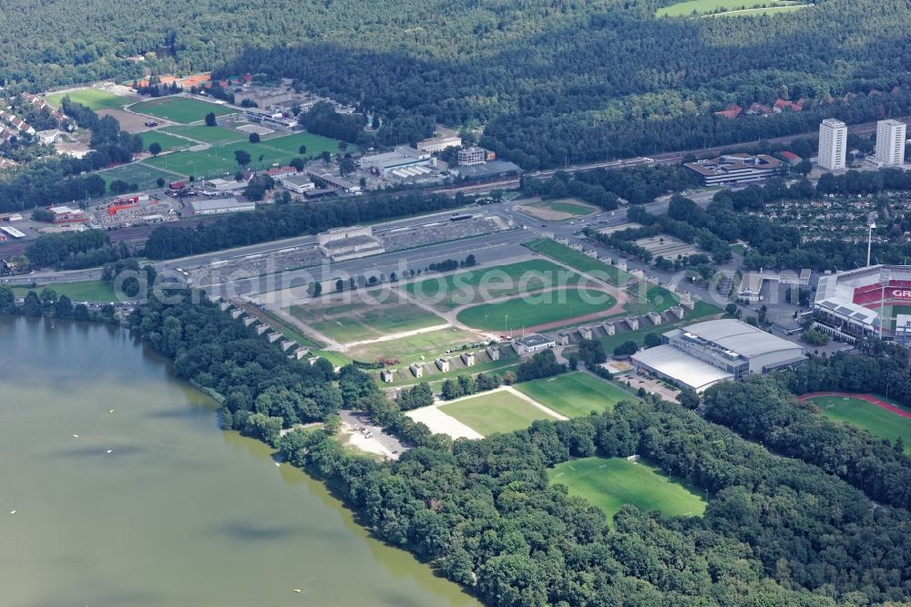 Aerial photograph Nürnberg - The Zeppelinfeld on the former Reichsparteitagsgelaende in Nuremberg in the state Bavaria, Location of the Rock Im Park music festival