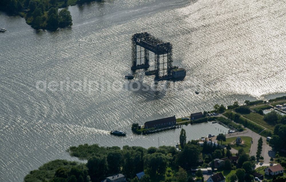 Aerial image Usedom - The Karniner bridge in Usedom, Mecklenburg-Vorpommern. Technical monument, once the most advanced railway lift bridge of Europe