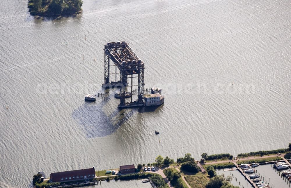 Aerial photograph Usedom - The Karniner bridge in Usedom, Mecklenburg-Vorpommern. Technical monument, once the most advanced railway lift bridge of Europe