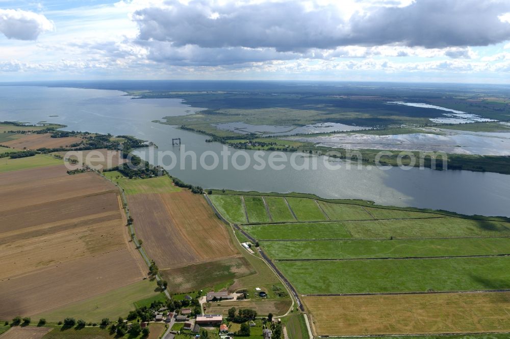 Aerial photograph Usedom - The Karniner bridge in Usedom, Mecklenburg-Vorpommern. Technical monument, once the most advanced railway lift bridge of Europe