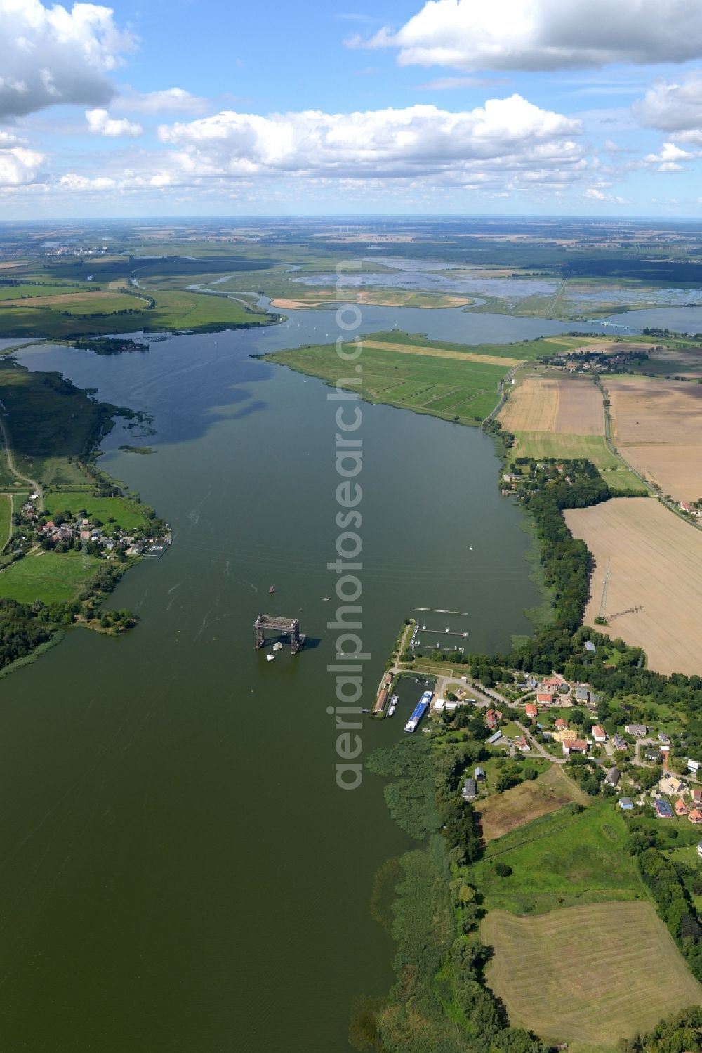 Usedom from the bird's eye view: The Karniner bridge in Usedom, Mecklenburg-Vorpommern. Technical monument, once the most advanced railway lift bridge of Europe