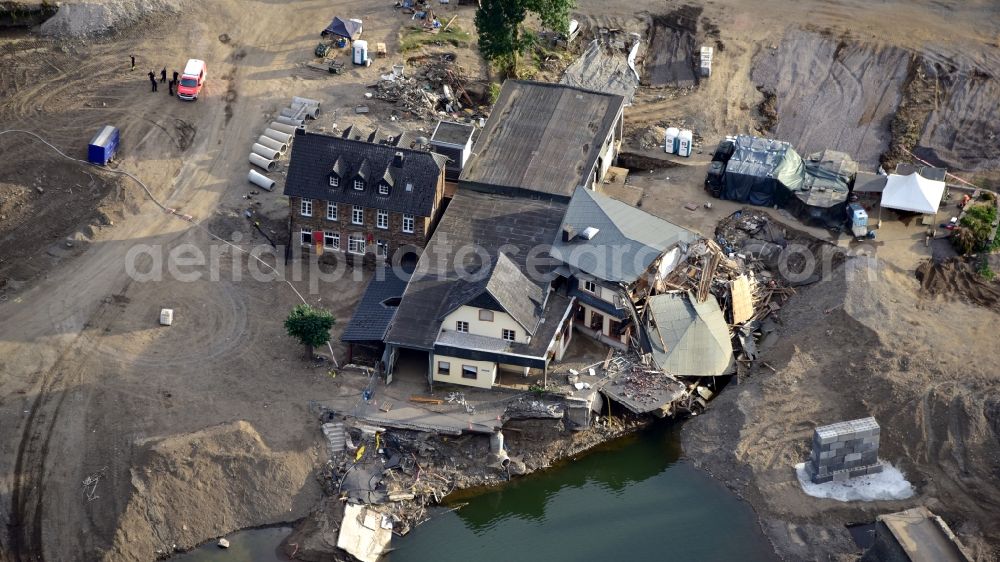 Aerial image Rech - Destroyed house in Rech after the flood disaster this year in the state Rhineland-Palatinate, Germany