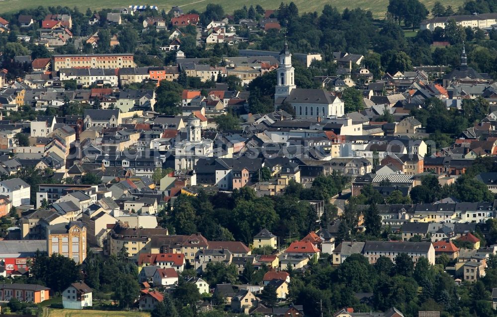 Zeulenroda-Triebes from the bird's eye view: The center of Zeulenroda-Triebes with a view of the church Dreieinigkeitskirche in the state of Thuringia