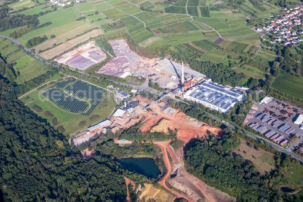 Aerial image Malsch - Building Materials and logistics center Wienerberger GmbH, factory Malsch and Creaton Aktiengesellschaft in Malsch in the state Baden-Wuerttemberg, Germany