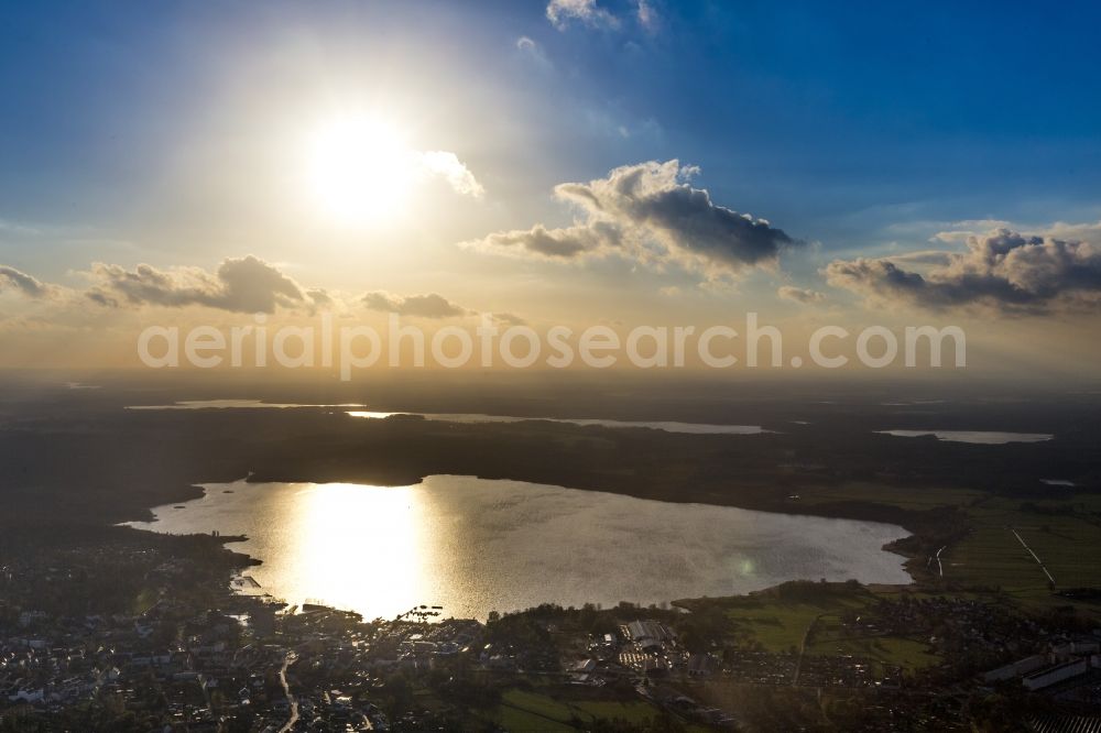 Neustrelitz from the bird's eye view: Zierker lake in the Mecklenburg Lake District in Neustrelitz in Mecklenburg - Western Pomerania