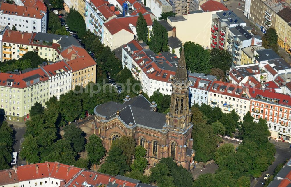 Aerial photograph Berlin - The Zion Church is an evangelical church in the Rosenthaler suburb in the district Mitte of Berlin