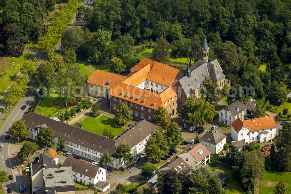 Mülheim an der Ruhr from above - The Cistercian convent Mariensaal in the district Saarn in the city Muelheim an der Ruhr in the Klosterstrasse in the state North Rhine-Westphalia. On the area a monastery church is also located. It is used today for musical events and the monastery is used as a museum