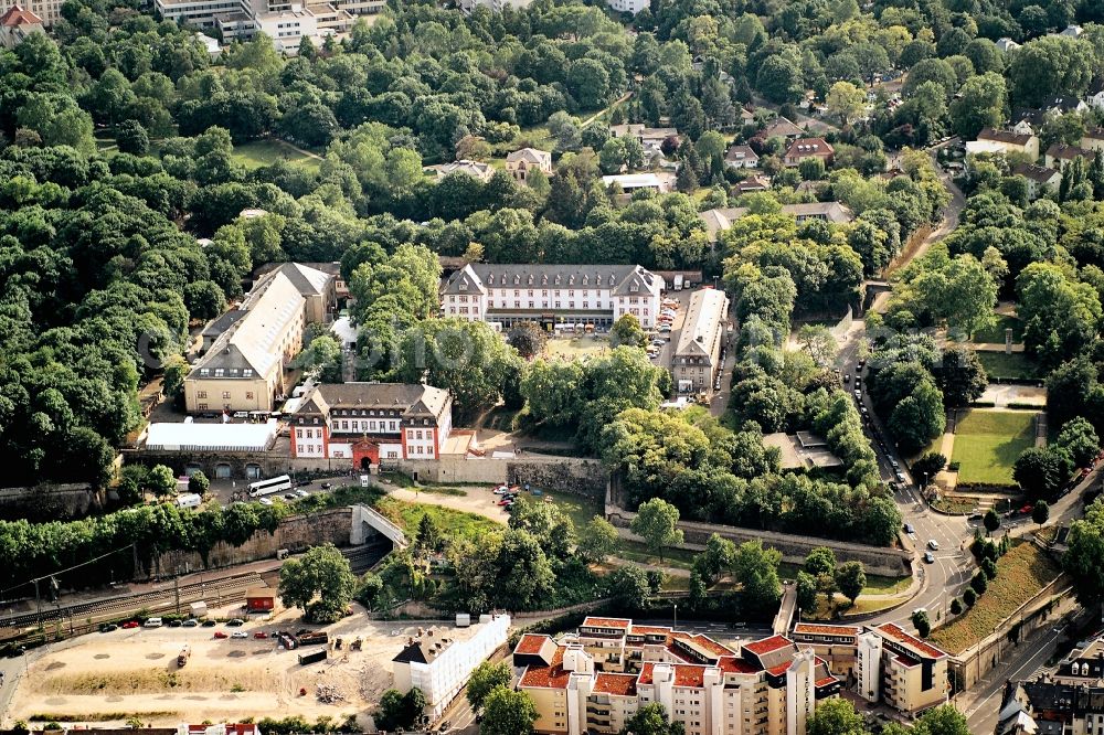 Aerial photograph Mainz - Drususstein opposite the adjoining citadel in Mainz in Rhineland-Palatinate