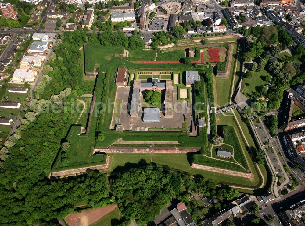 Jülich from above - Citadel of the fortress Jülich, a fortification in the state of North Rhine-Westphalia