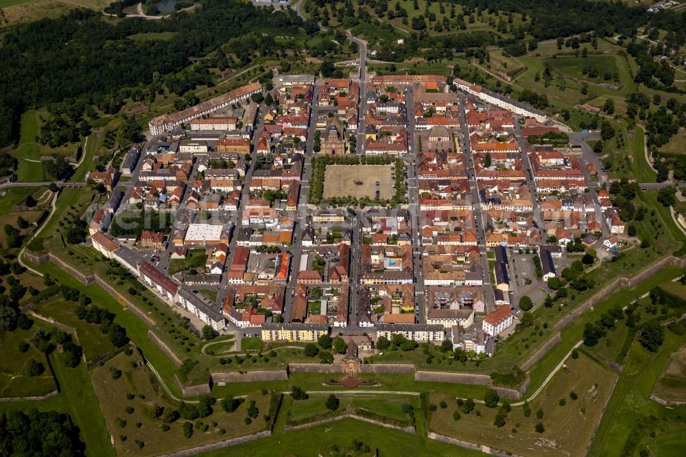 Aerial image Neuf-Brisach - Shaped citadel city center in Neuf-Brisach in Alsace in France