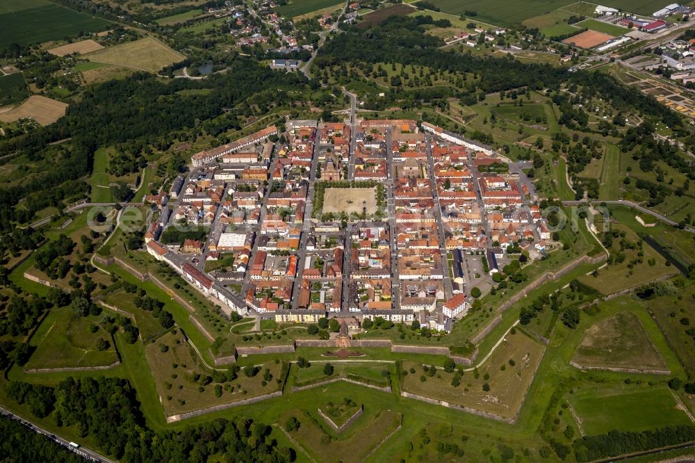 Aerial photograph Neuf-Brisach - Shaped citadel city center in Neuf-Brisach in Alsace in France