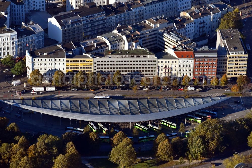 Hamburg from above - ZOB Coach railway station / coach port Hamburg of the transport services in Hamburg, Germany