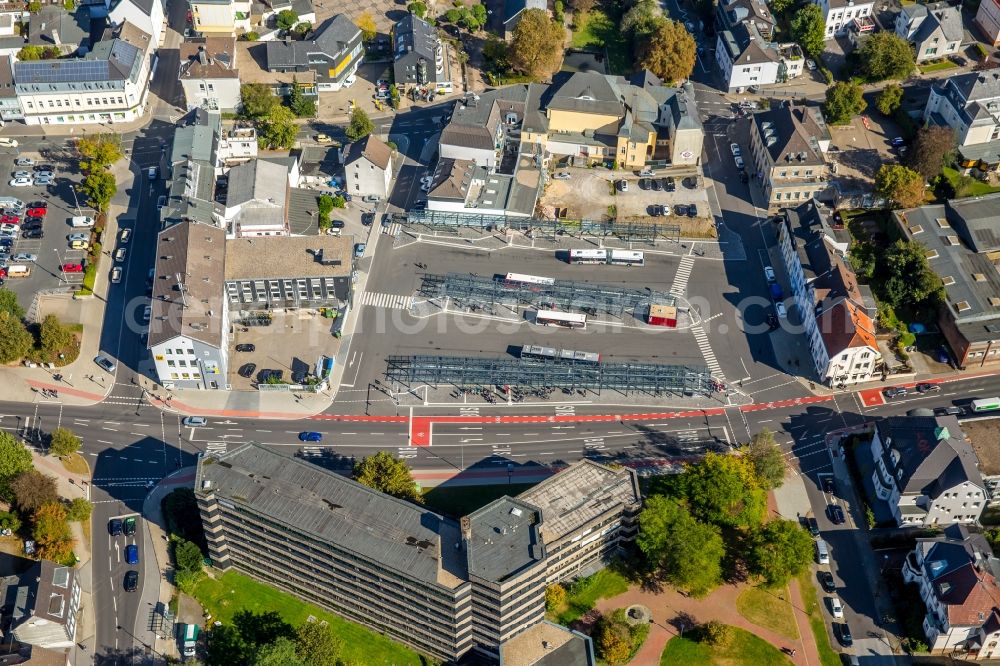 Velbert from above - Central Bus Station in the Friedrich-Ebert-Strasse opposite the tax office the Public Transportation in Velbert in the state North Rhine-Westphalia