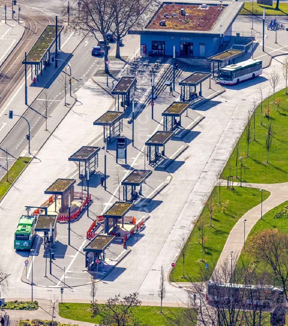 Aerial image Gelsenkirchen - Central Bus Station for Public Transportation on Goldbergstrasse in the district Buer in Gelsenkirchen in the state North Rhine-Westphalia, Germany