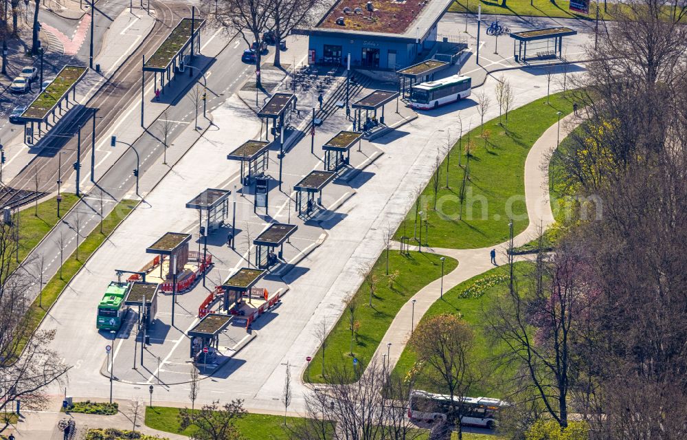 Aerial photograph Gelsenkirchen - Central Bus Station for Public Transportation on Goldbergstrasse in the district Buer in Gelsenkirchen in the state North Rhine-Westphalia, Germany