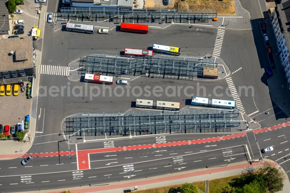 Velbert from the bird's eye view: Central Bus Station for Public Transpor in Velbert in the state North Rhine-Westphalia, Germany