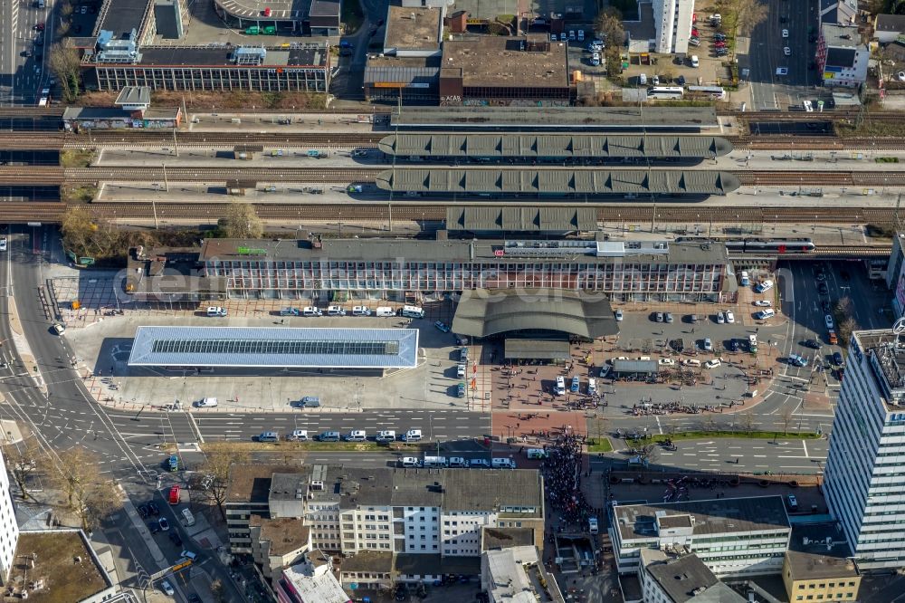 Aerial image Bochum - Central Bus Station for Public Transportation in Bochum in the state North Rhine-Westphalia, Germany