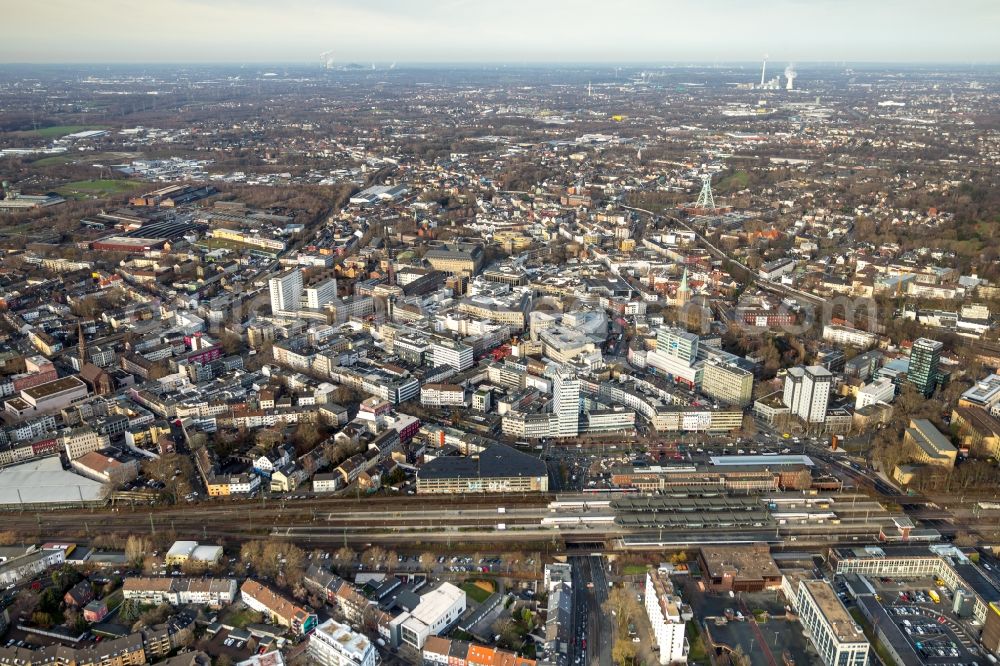 Bochum from the bird's eye view: Central Bus Station for Public Transportation of BOGESTRA AG in the district Innenstadt in Bochum in the state North Rhine-Westphalia, Germany