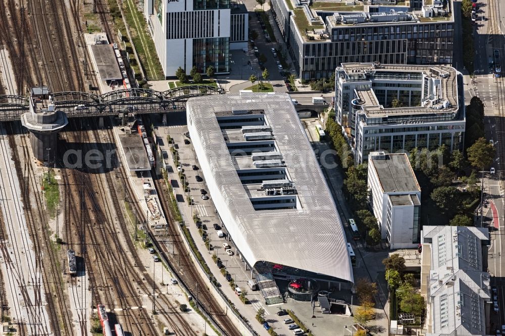 Aerial photograph München - Central Bus Station for Public Transportation in Munich in the state Bavaria, Germany