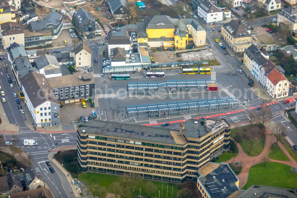 Aerial photograph Velbert - Central Bus Station for Public Transportation in Velbert in the state North Rhine-Westphalia, Germany