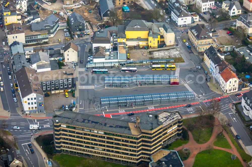 Velbert from above - Central Bus Station for Public Transportation in Velbert in the state North Rhine-Westphalia, Germany