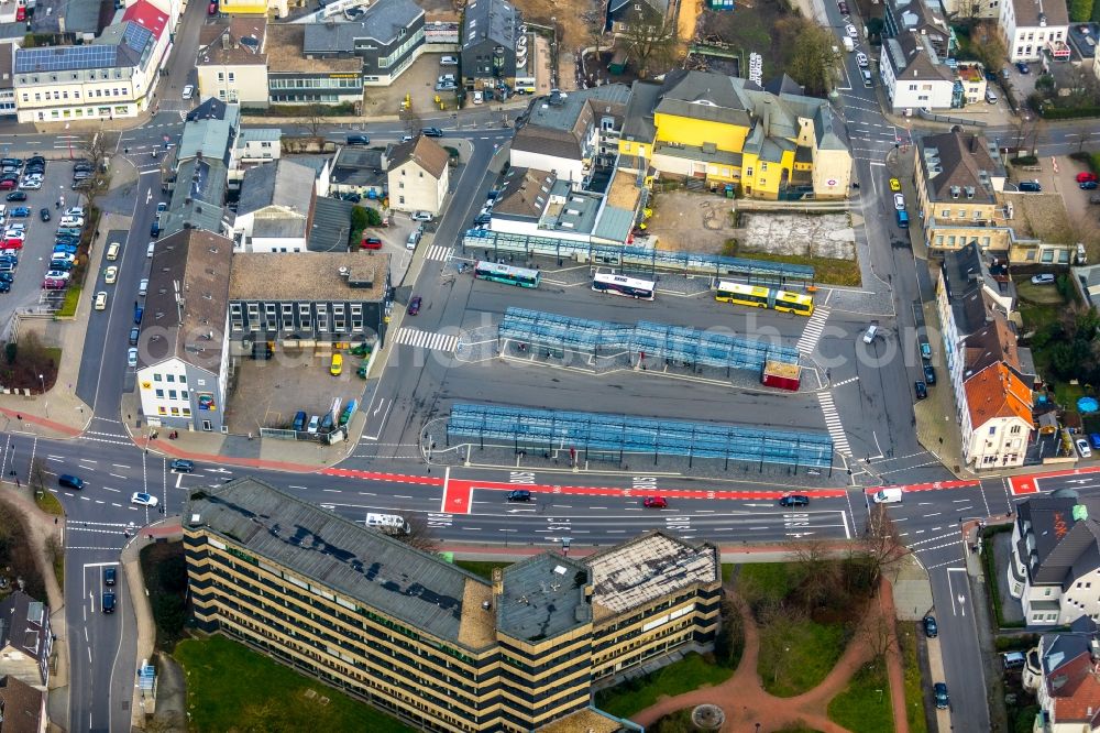 Velbert from the bird's eye view: Central Bus Station for Public Transportation in Velbert in the state North Rhine-Westphalia, Germany