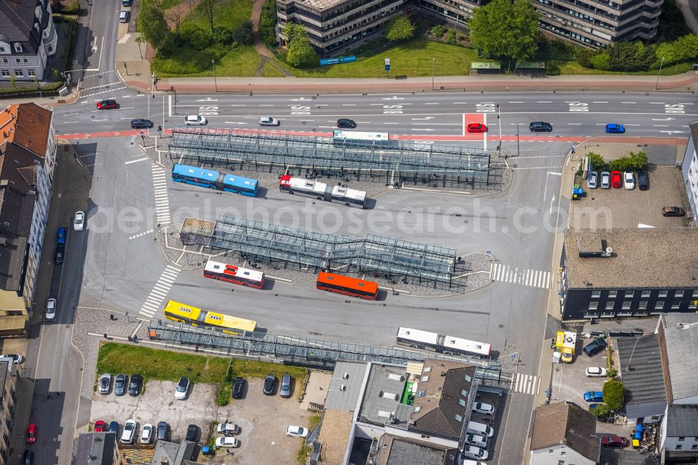 Aerial photograph Velbert - Central Bus Station for Public Transportation in Velbert in the state North Rhine-Westphalia, Germany